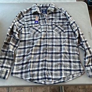 This is a Penn State flannel, which is brand new with tags and a Penn State logo